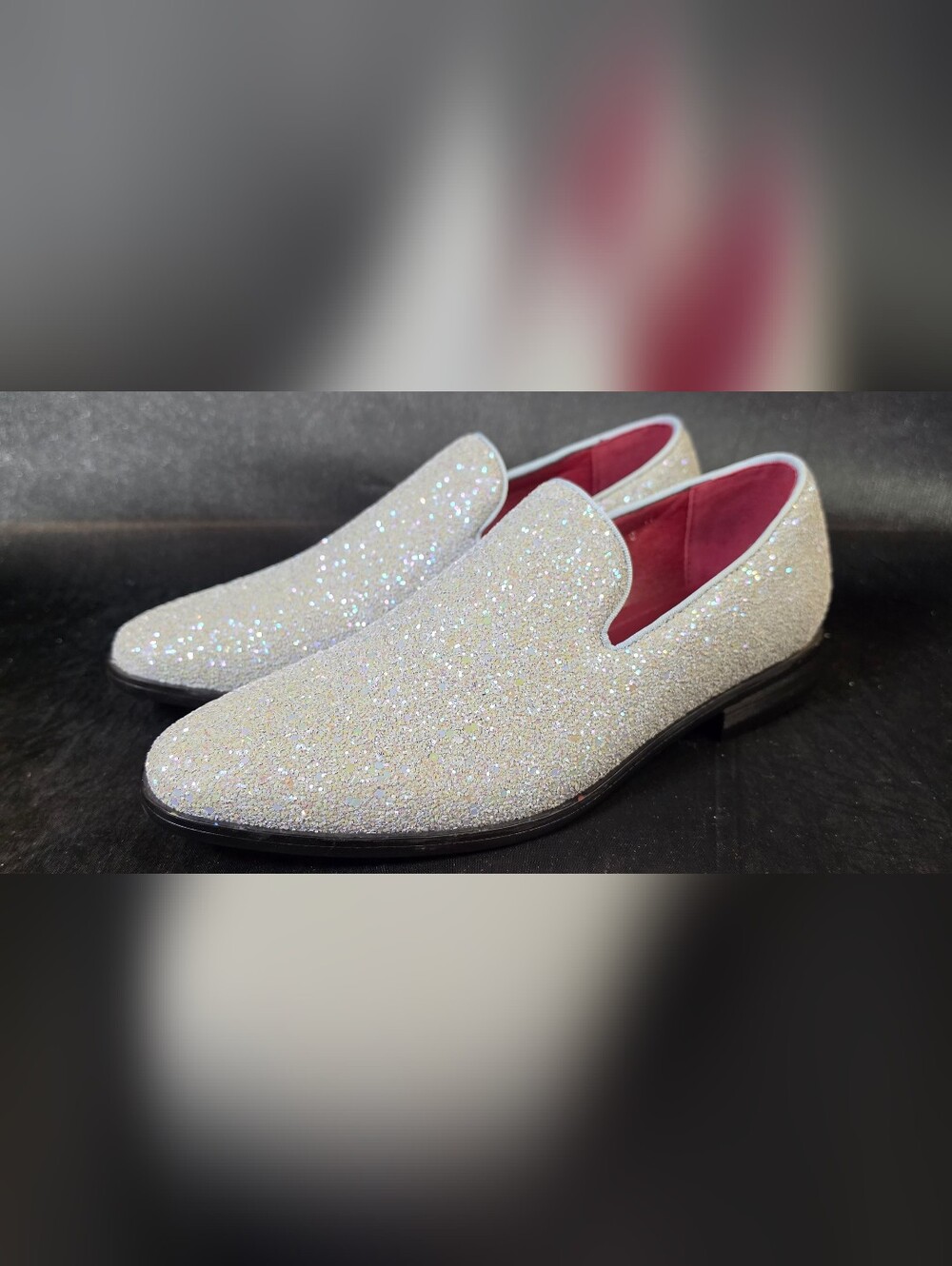 Enzo Romeo Sparko 31 Glitter Loafers Mens Size 8 Gray Sparkle Slip On Dress...